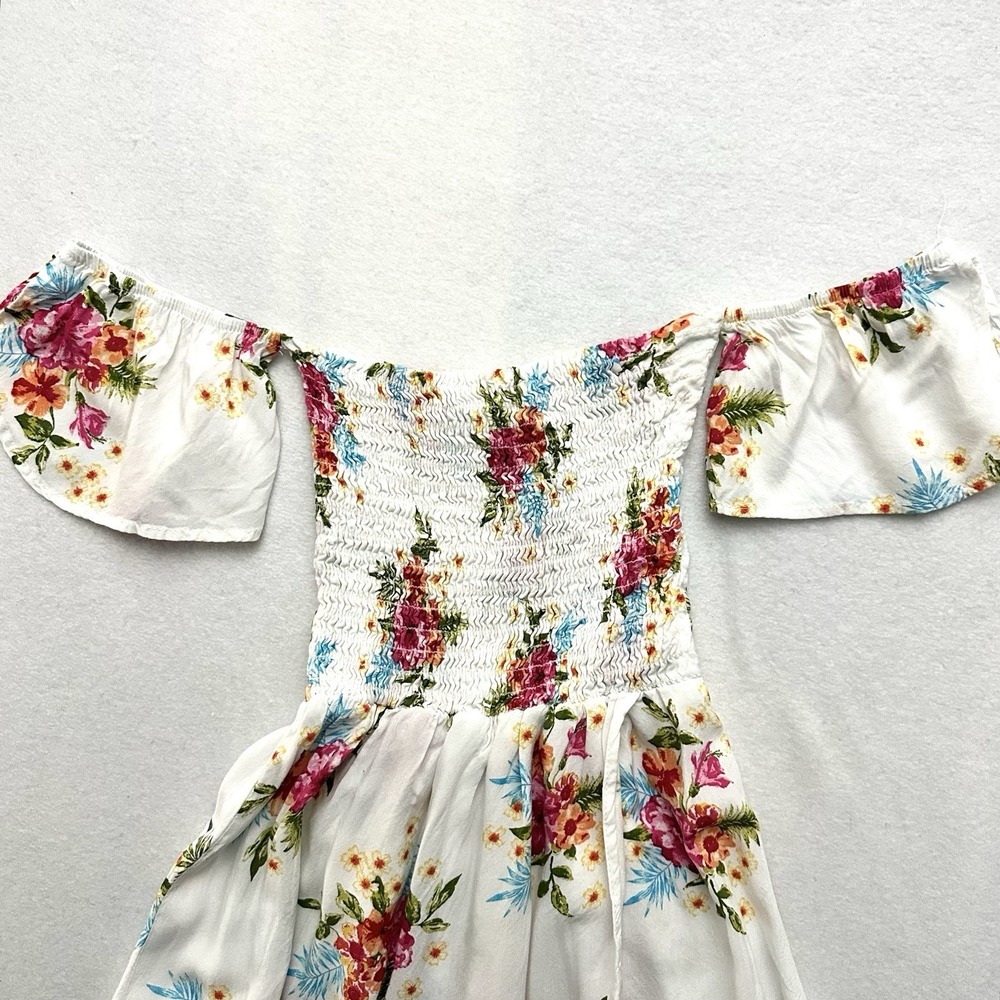 Lucy Love S Small Off the Shoulder Maxi Hi-low Athena‎ Dress Smocked Slit Floral - Picture 8 of 10